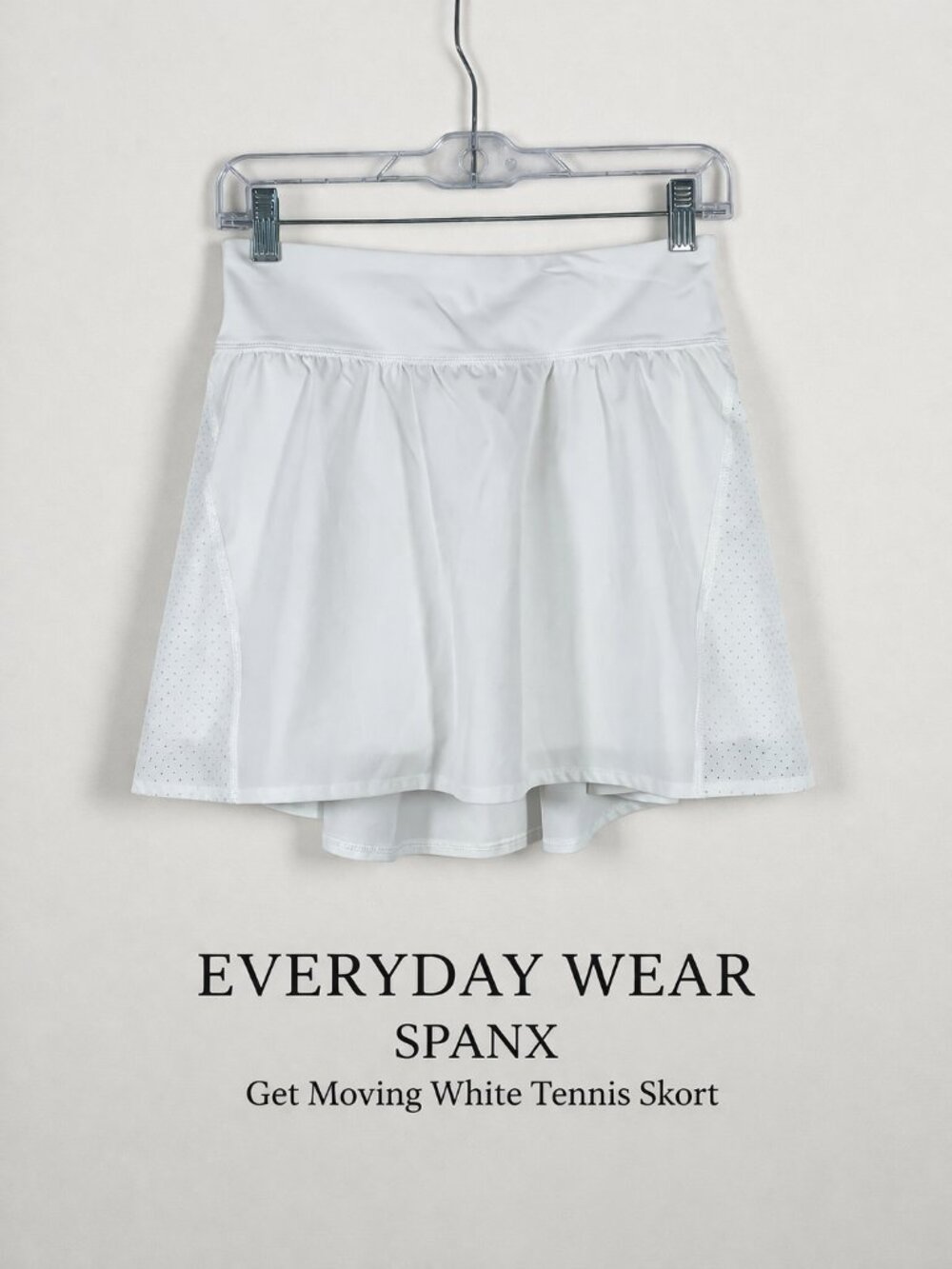 SPANX Get Moving White Tennis Skort Built-In Shorts Pocket M